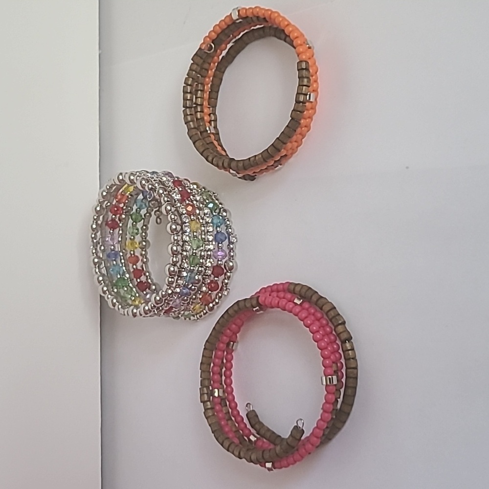 3 Memory Wire Multicolor Bracelet